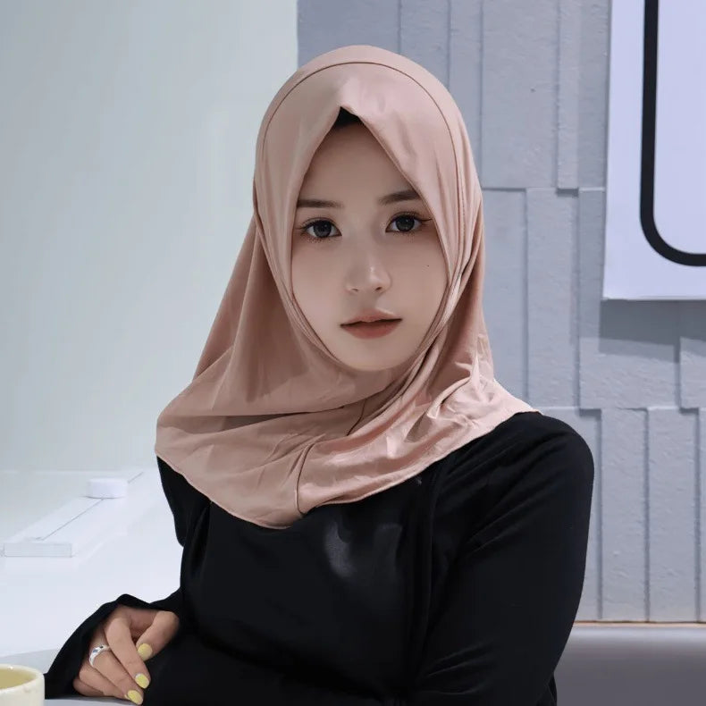 Muslim Elegant Girls Instant Hijab with Bowknot Islamic Women Turban Full Cover Scarves Shawl Arab One Piece Amira Head Wraps