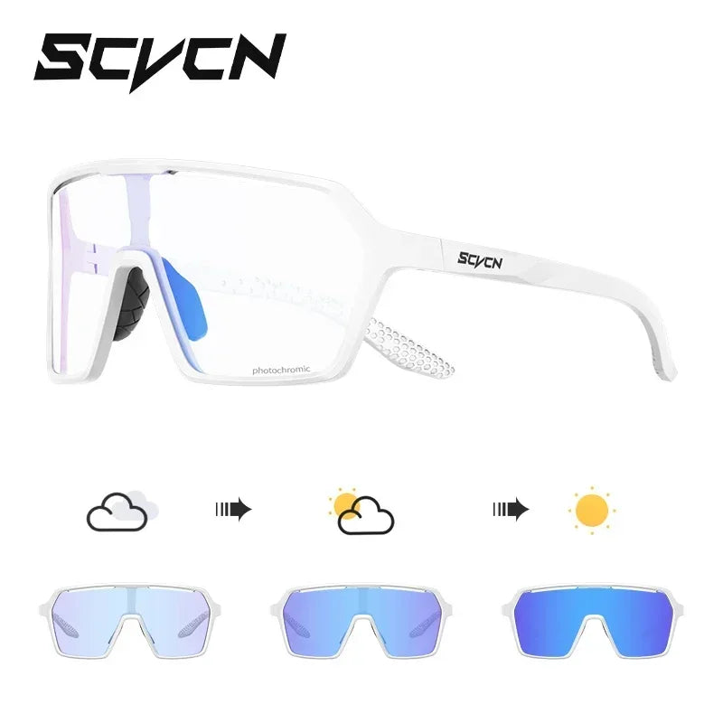 SCVCN Photochromic Sunglasses for Men Cycling Glasses UV400n Women Driving Glasses MTB Road Bike Sport Eyewear Running