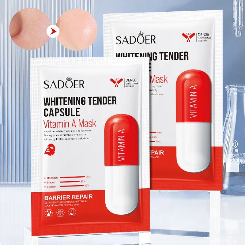 10PCS Vitamin A Anti Oxidation Capsule red Facial Mask Even Smooth Skin Tone, Moisturizing Delicate Skin Care Improve roughness