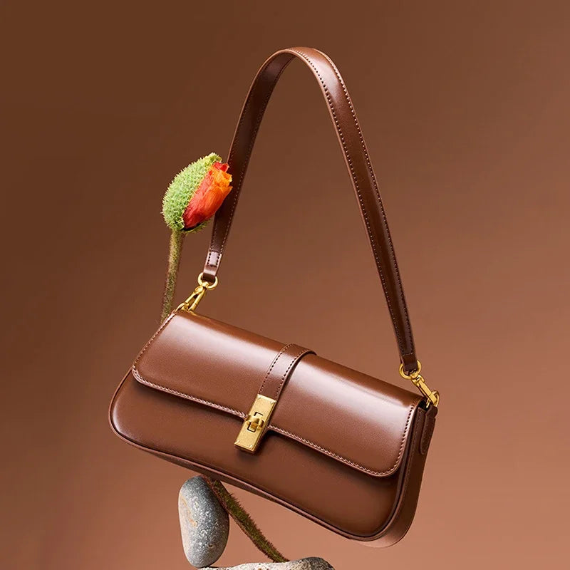 Cowhide Women's Shoulder Bag Luxury Designer Genuine Leather Women Crossbody Square Bags High Quality Fashion Female Handbag
