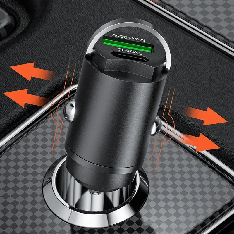 Xiaomi 100W Car Charger Lighter PD Fast Charging For IPhone QC3.0 Mini USB Type C Mini Car Phone Charger For Samsung Huawei 2025
