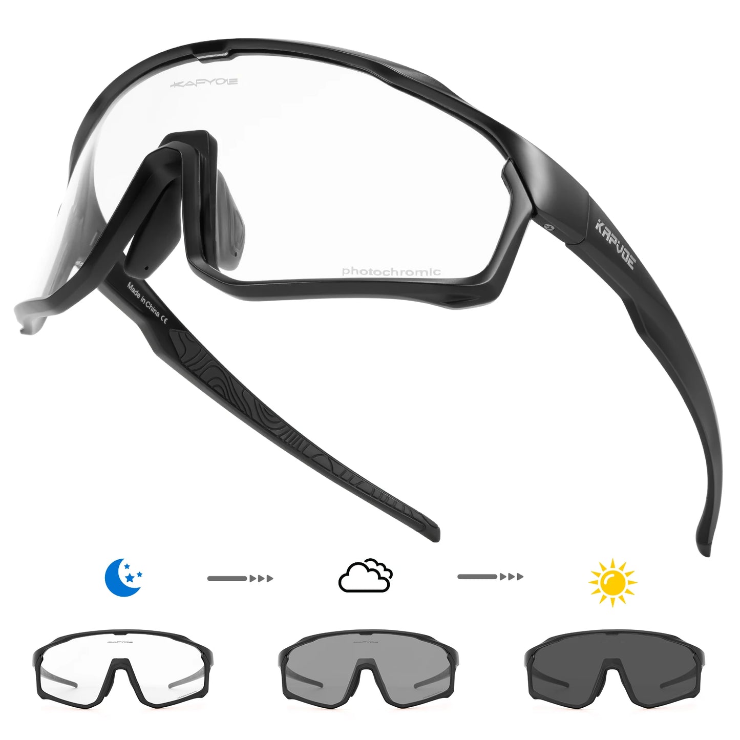 Kapvoe Photochromic Cycling Sunglasses for Men Women Bike Glasses Riding Driving UV400 Mountain Bicycle Goggles Eyewear Sports