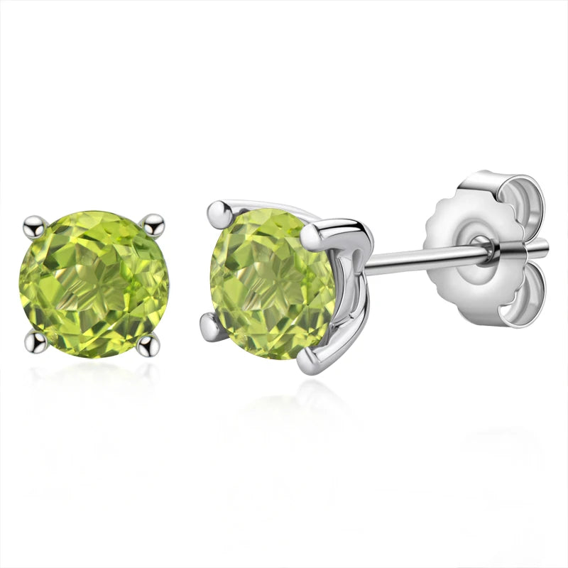 Lnngy Natural Colorful Gemstones Stud Earring for Women pendientes plata 925 Sterling Silver Earrings Daily Jewelry Gift