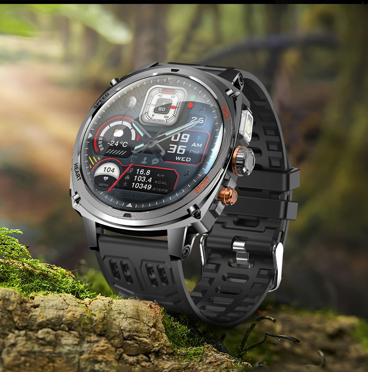 LIGE Rugged Military 1.75-inch AMOLED Screen Smart Watch With LED Flashlight 800mAh Battery Bluetooth Call Smart Watch Men Gift