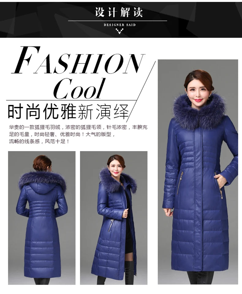 Shengyu Boya Middle-Aged and Elderly Over-The-Knee Long down Jacket Women's Jacket Thickeneded Mother's Fitted Jacket New Style
