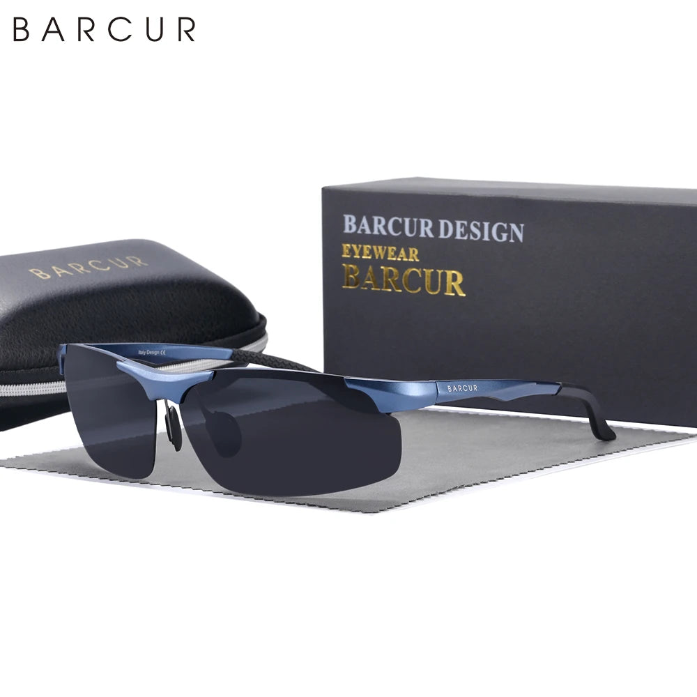 BARCUR Aluminium Magnesium Sunglasses for Men Polarized UVA&B Protection Photochromic Ultralight Sun Glasses Sports Eyewear