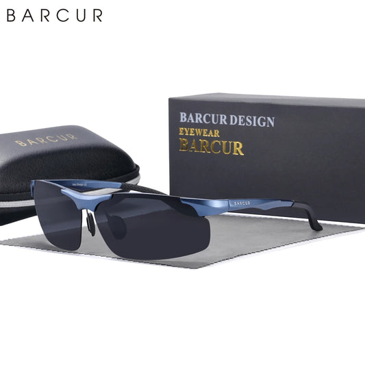 BARCUR Aluminium Magnesium Sunglasses for Men Polarized UVA&B Protection Photochromic Ultralight Sun Glasses Sports Eyewear