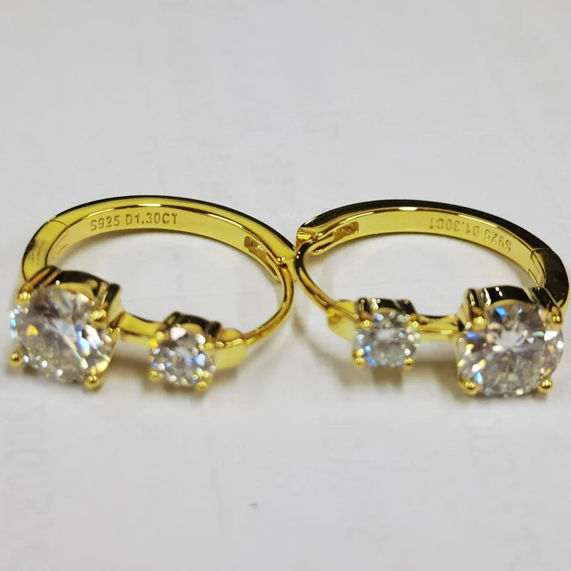 Lnngy 6.5mm Moissanite Earrings With Certificate Brinco Prata 925 Sterling Silver Hoop Earring For Women Korean Ear Jewerly