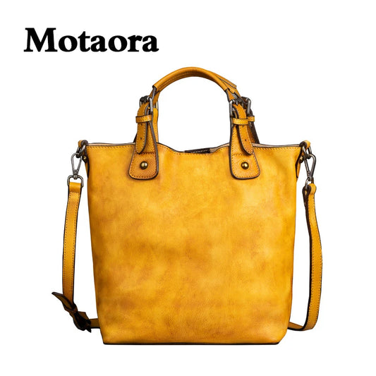 MOTAORA Cowhide Women's Bag Retro Style Leather Shoulder Bag 4 Color Vintage Female Messenger Bags For Phone Cosmetics Umbrella