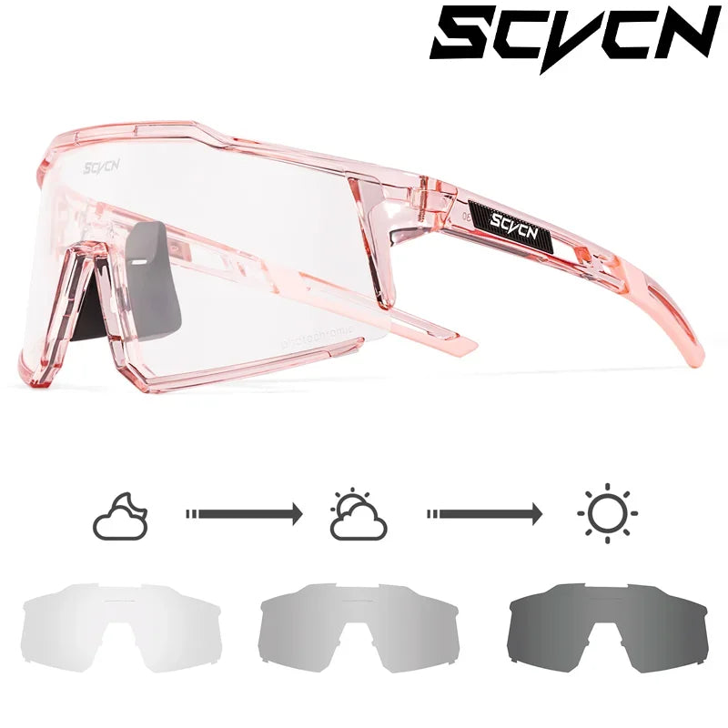 SCVCN Photochromic Cycling Glasses Bike Sunglasses for Men Fashion Mountain Bicycle Road Speed Goggles Eyewear Sports MTB Bike