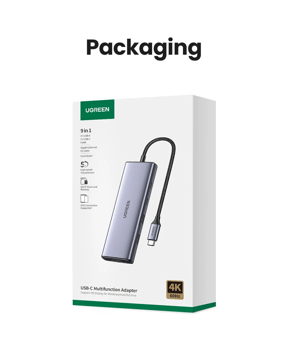 UGREEN USB C HUB 4K60Hz HDMI Adapter USB C to USB3.0 PD100W SD&TF for MacBook Pro Air Laptop Type C 3.1 Splitter Docking Station