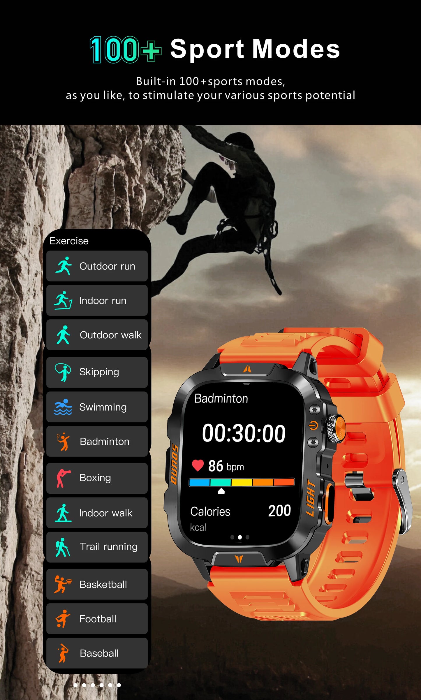 LIGE Military Smart Watch Men 1.96" Screen 3ATM Waterproof Bracelet Bluetooth Call AI Voice Sport Smartwatch With LED Flashlight