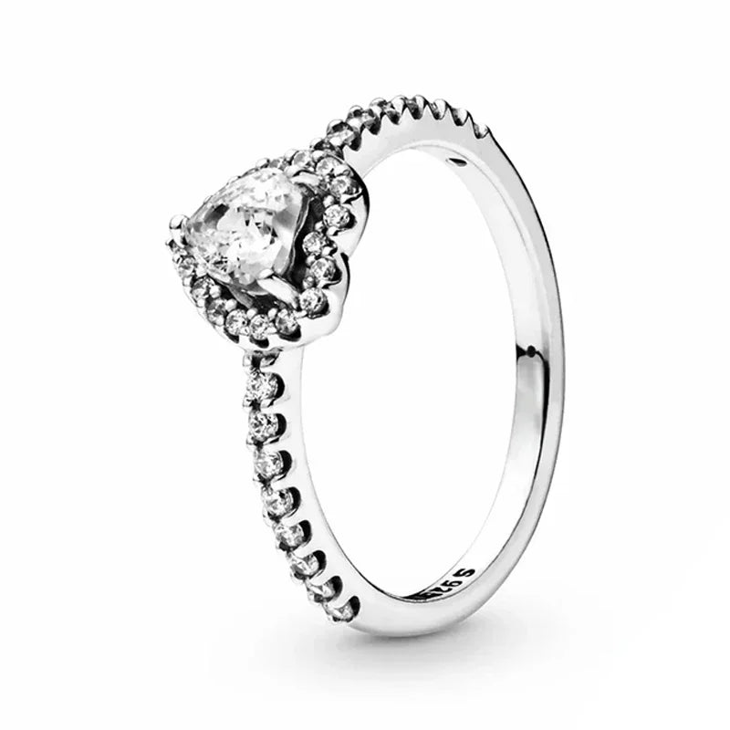 Original 925 Sterling Silver Rings For Women Flower Crown Love Heart Sun Moon Engagement Wedding Pink Bow Ring Luxury Jewelry