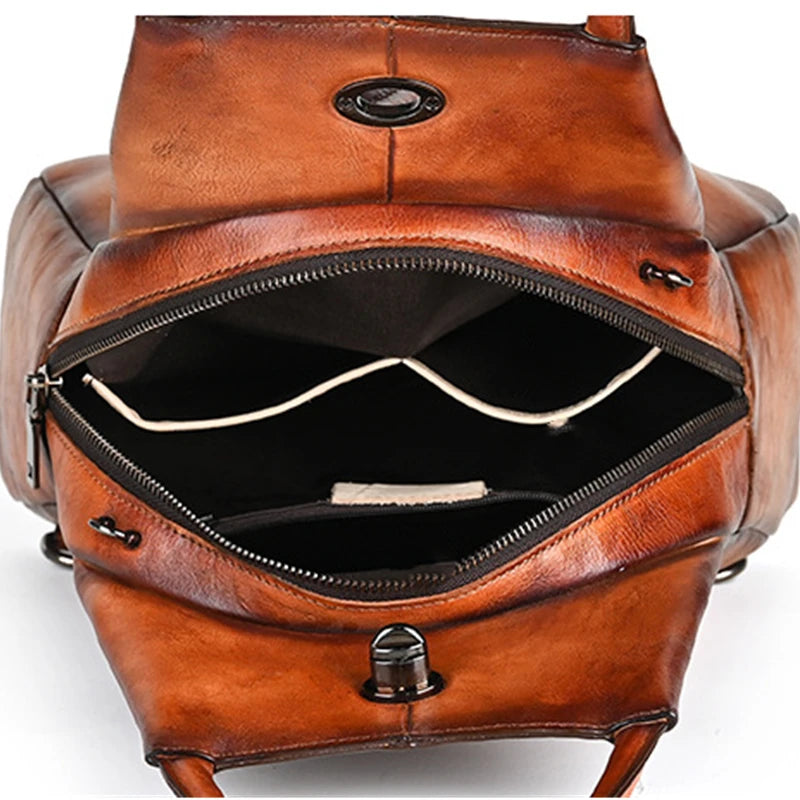 MOTAORA New Vintage Cowhide Women's Backpack Genuine Leather Travel Handbag Casual Large Capacity Solid Schoolbag Shoulder Bags