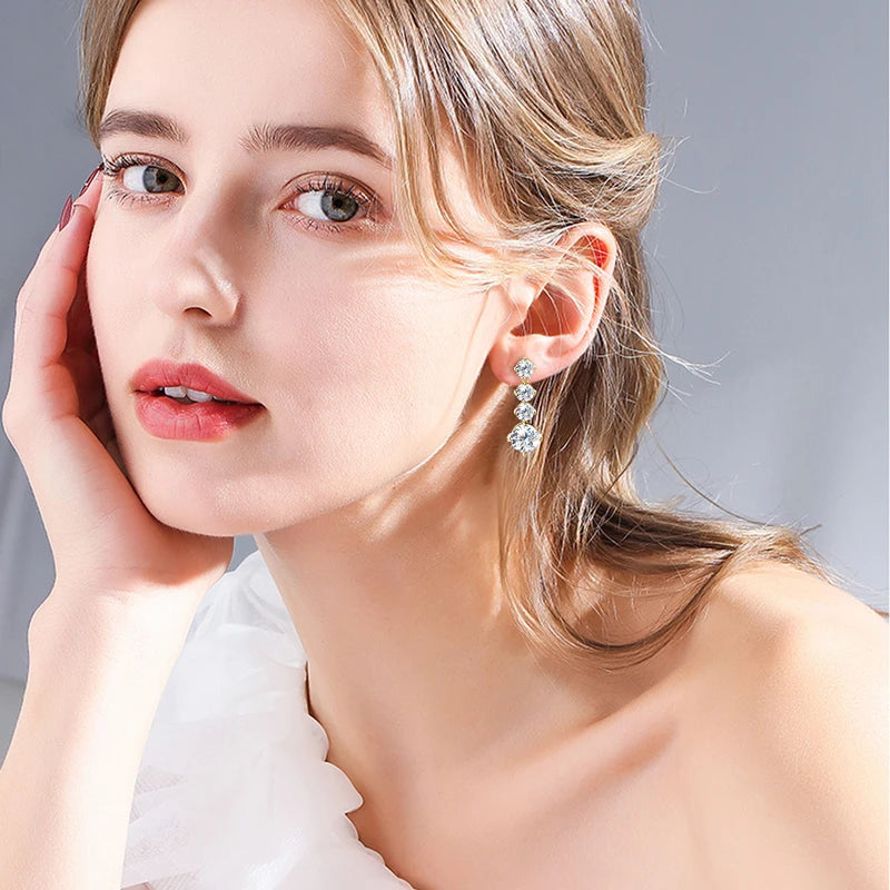 Lnngy Certified D2.00CT Moissanite Drop Earring With GRA 925 Sterling Silver Pendant Earrings for Couples Wedding Jewelry Gift