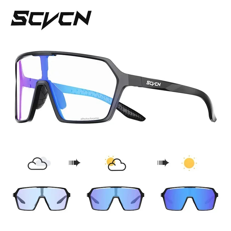 SCVCN Photochromic Sunglasses for Men Cycling Glasses UV400n Women Driving Glasses MTB Road Bike Sport Eyewear Running