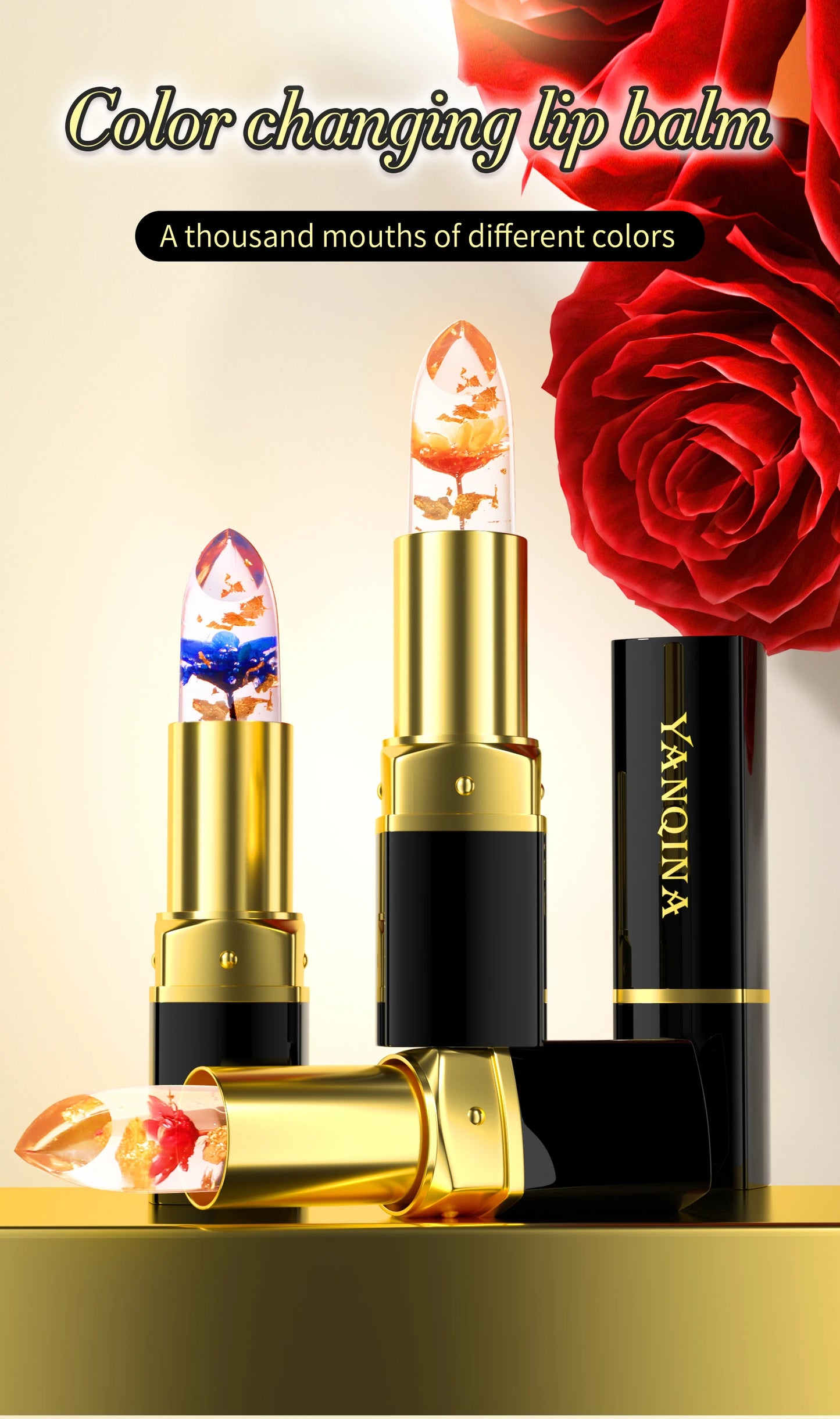 Temperature Color Changing Lip Balm Crystal Jelly Flower Lipstick Gloss Transparent Long Lasting Moisturize Lips Makeup Cosmetic