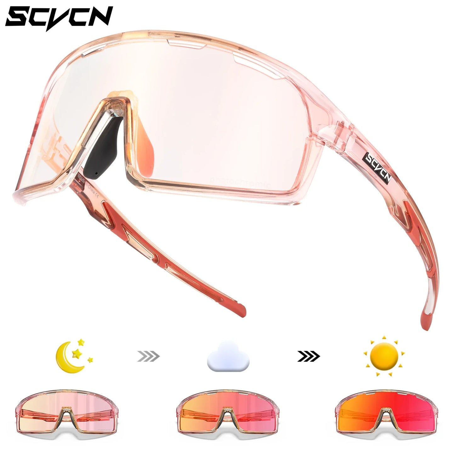 Scvcn Red Photochromic Sunglasses Cycling Blue Outdoor Sports Bike Glasses Man MTB Fishing Glasses Eyewear Bicycle Goggles UV400