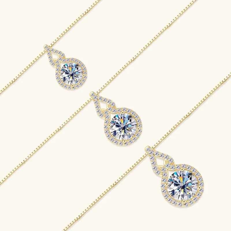 Lnngy Test GRA Passed 1ct/2ct/3ct Moissanite Necklace 925 Sterling Silver Gourd Shaped Pendant Necklaces For Women 2025 Jewelry