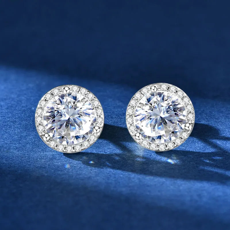 Lnngy Sparkling 5MM 6.5MM 8MM Certified Moissanite Earrings 925 Sterling Silver Round Stud Earring 2025 New Women Jewelry Gift