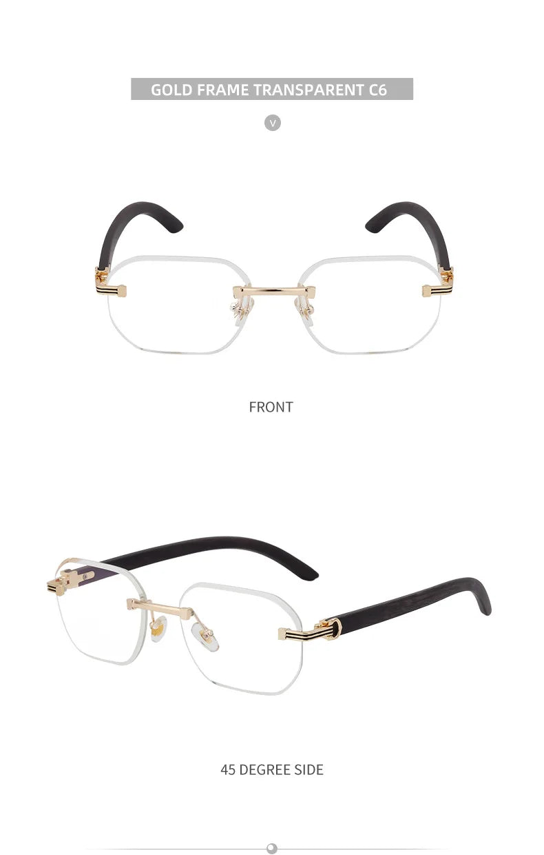 Vintage Square Rimless Sunglasses – 2025 Luxury UV400 Anti-Blue Light Eyewear for Men
