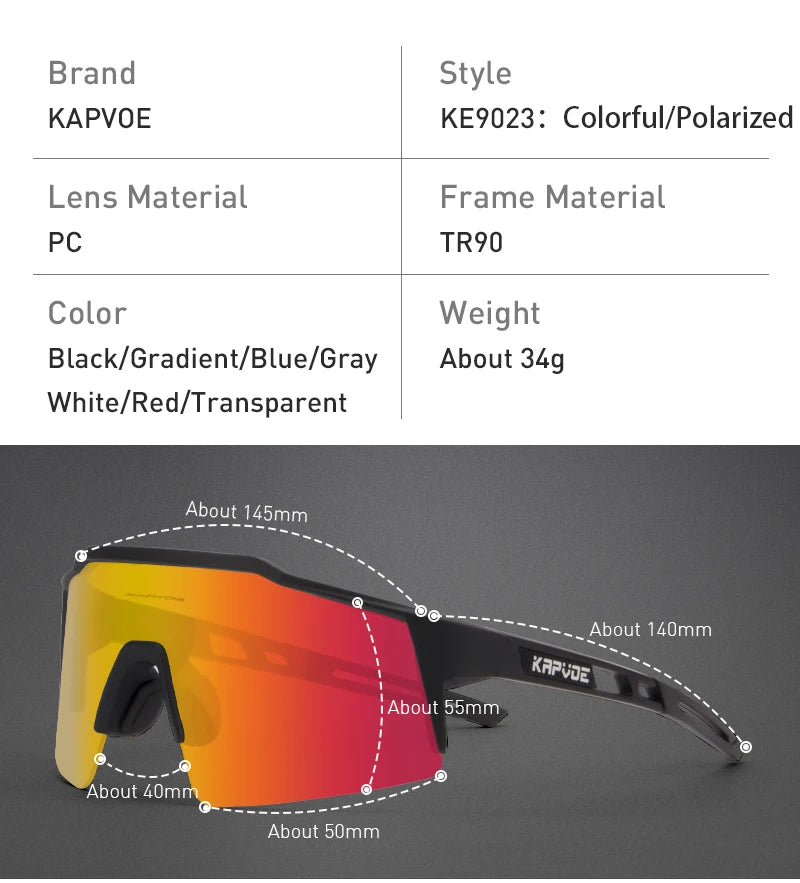 Kapvoe Road Driving Bike Sports Cycling Glasses Running Sunglasses Outdoor Men Woman Bicycle Cycling Mountain UV400 Goggles