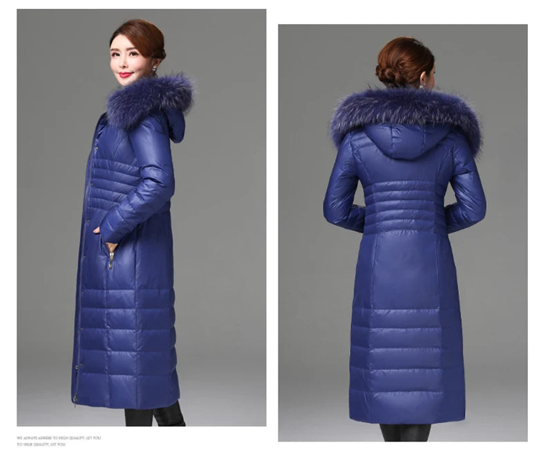Shengyu Boya Middle-Aged and Elderly Over-The-Knee Long down Jacket Women's Jacket Thickeneded Mother's Fitted Jacket New Style
