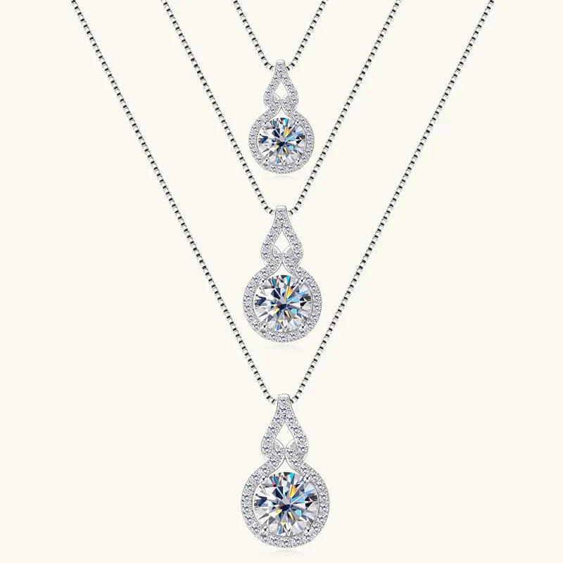 Lnngy Test GRA Passed 1ct/2ct/3ct Moissanite Necklace 925 Sterling Silver Gourd Shaped Pendant Necklaces For Women 2025 Jewelry