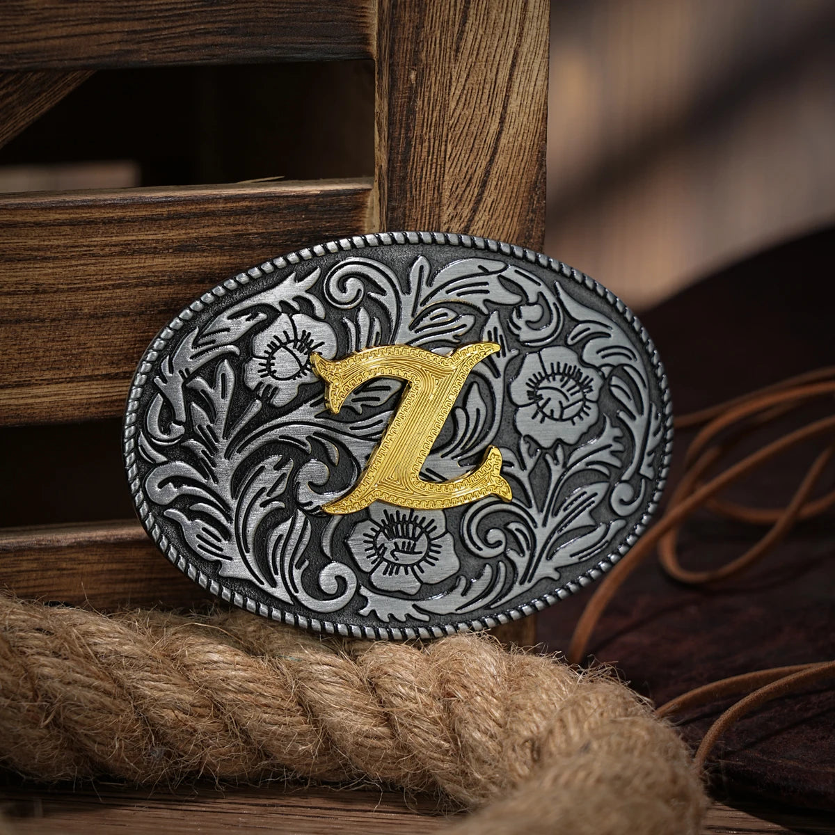 Western Belt Buckle Initial Vintage-Cowboy Rodeo Silver Large Belt Buckle for Men Women