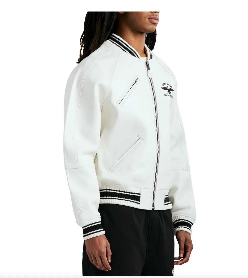 Avirex STADIUM JACKET varsity jacket in 100% antique European lamb leather Men's Spring 2025 New Leather Baseball Jersey coats