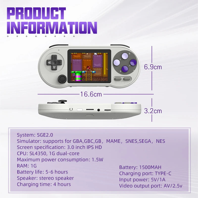VILCORN SNPRO Retro Handheld Game Console Machine Portable Video Game Player for SNES GBA SEGA 10000 Game Controller with Rocker