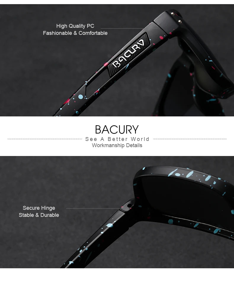 BACURY Fashion Sports Sunglasses for Men High Quality TR-90 Ultra Light Comfortable Frame for Women Outdoor Activity Sunglasses