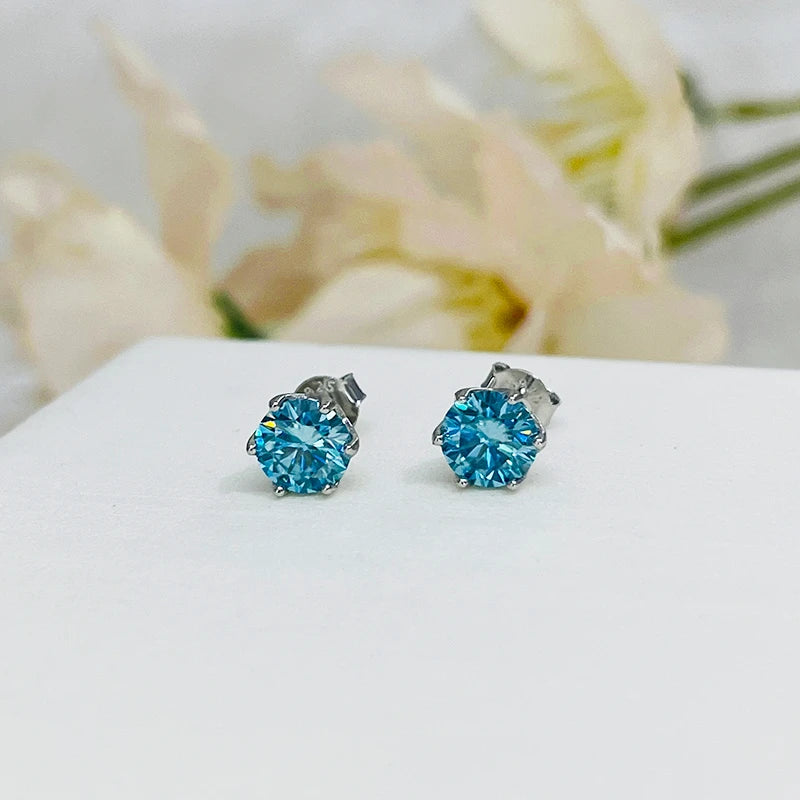 JoyceJelly 1/2/4CT VVS D Color Moissanite Russian Cut 8H8A Lab Diamond Stud Earrings For Women S925 Sterling Silver Fine Jewelry