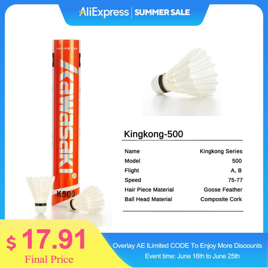 Kawasaki King Kong 500/700 Feather Badminton Shuttlecock For Clubs & Training Racquet Sports Speed 76 77 Durable Badminton