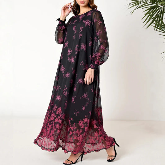 Rafiah Women's Dresses Summer Elegant Fashion 2025 Classic Long Sleeve V-Neck A Line Midi Vacation Long Dresses