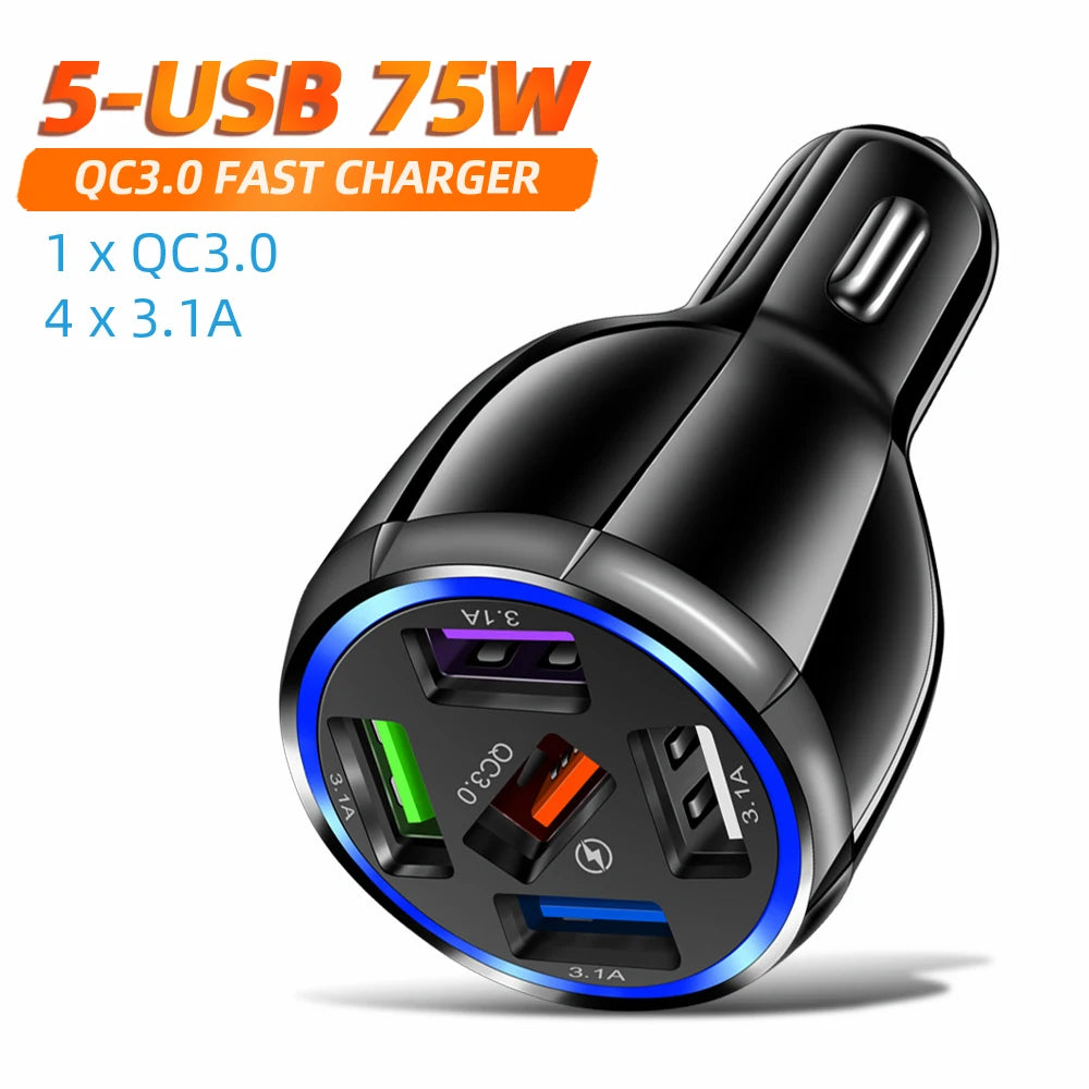 AIXXCO 3 Ports USB Car Charger 12V Quick Charge 3.0 Fast Car Cigarette Lighter For Samsung Huawei Xiaomi iphone Charger QC 3.0