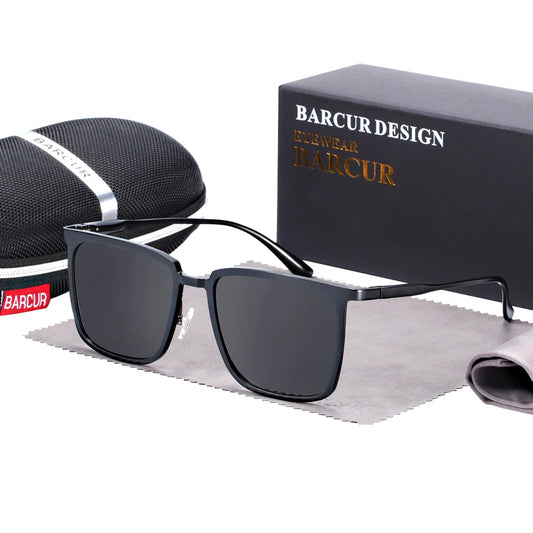BARCUR Polarized Square Sunglasses for Men Aluminium Magnesium Sun glasses for women Gift with Box