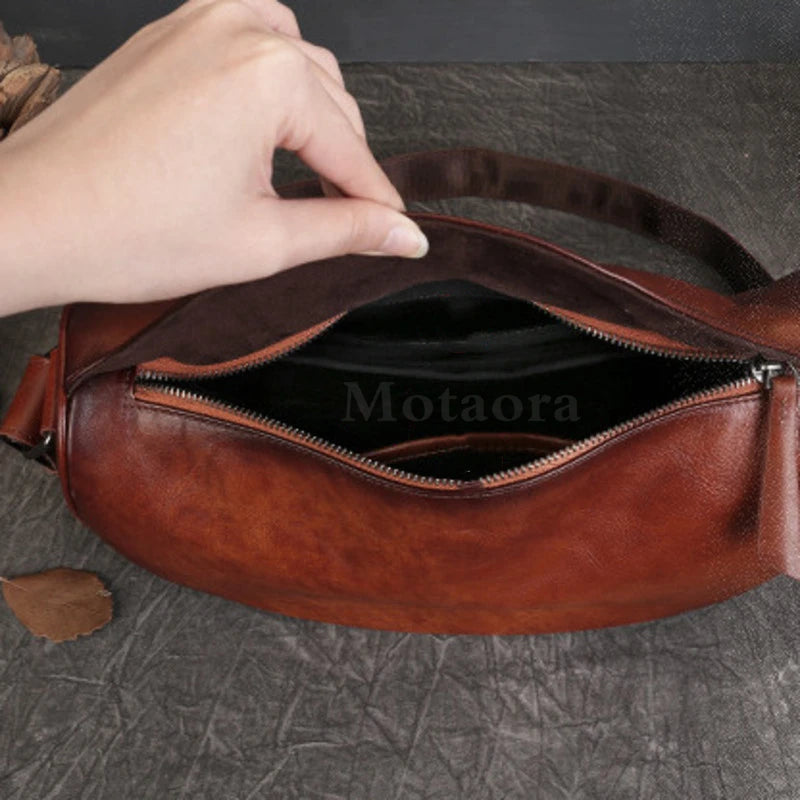 MOTAORA 2025 New Cowhide Handmade Shoulder Bag For Women Vintage Large Capacity Messenger Bags Genuine Leather Handbag Purse