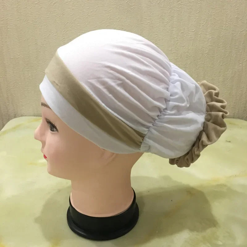 Casual Headdress Big Flower Headscarf Muslim Woman Hair Loss Cap Islamic Baotou Chemo Hat Color Matching Hats Headwear
