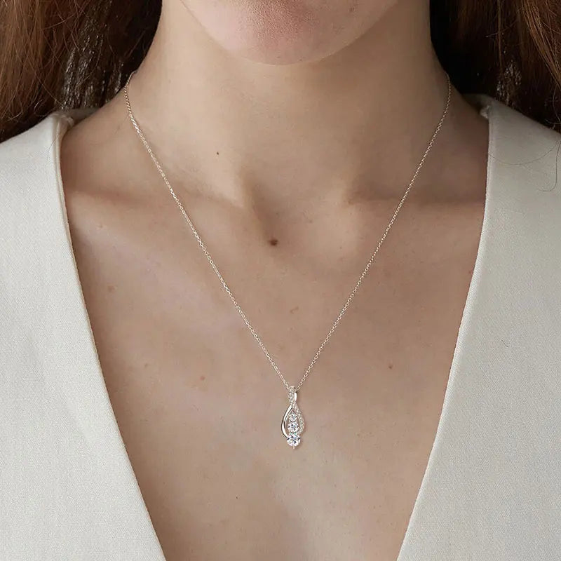 Lnngy 925 Sterling Silver Infinity Pendant Necklaces 5mm&4mm&3mm Moissanite Necklace for Couples Valentine's Day Jewelry Gift