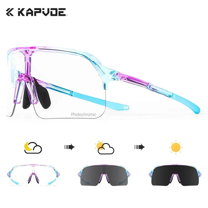 Kapvoe Photochormic Sunglasses Cycling Glasses Women UV400 for Men Casual Glasses Running Baseball MTB Outdoor Eyewear