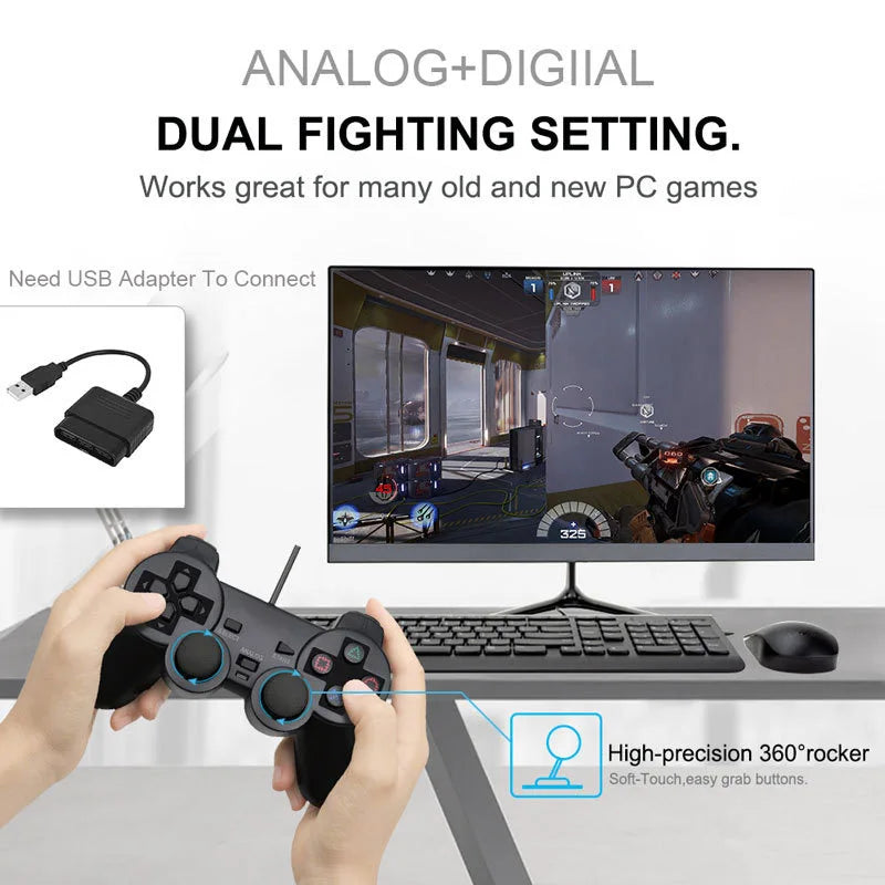 Wired Gamepad for Sony PS2 Controller for Mando PS2/PS2 Joystick for Playstation 2 Vibration Shock Joypad Wired USB PC Controle