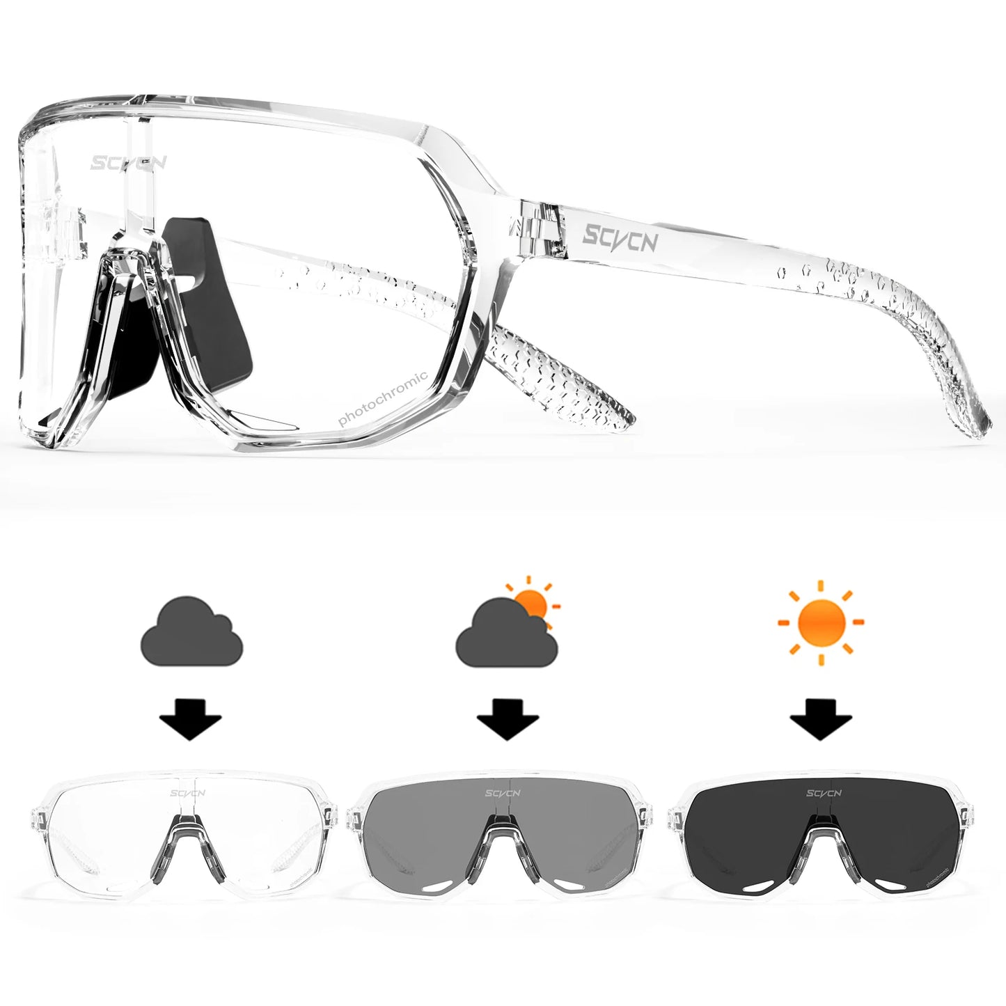 Scvcn Sunglasses Cycling Glasses Photochromic Sports for Men Sun Mountain Bike Road Bicycle Eyewear Goggles UV400 Polarized MTB