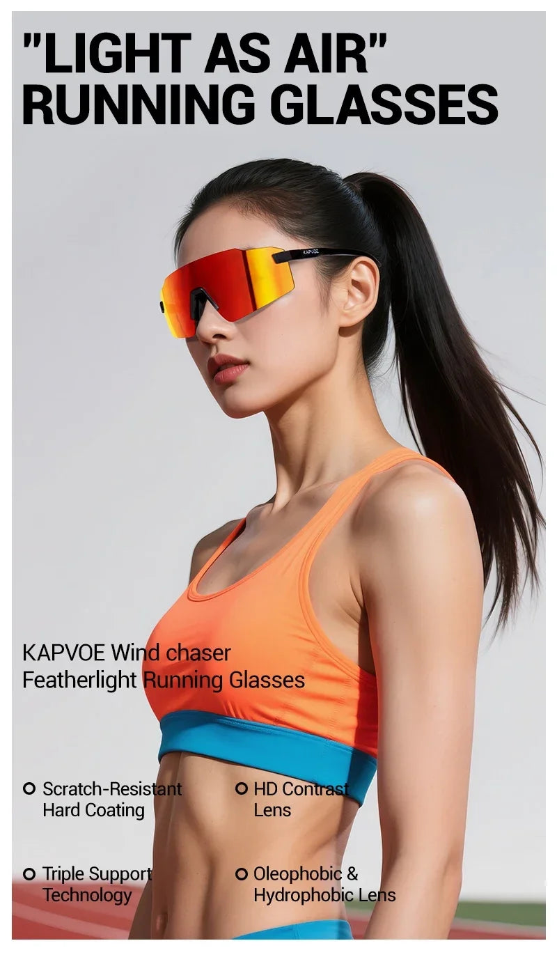 Kapvoe New Photochromic Sports Runnning Sunglasses Cycling Glasses Men Adjustable Nose Pad Women UV400 Hiking Bicycle Eyewear