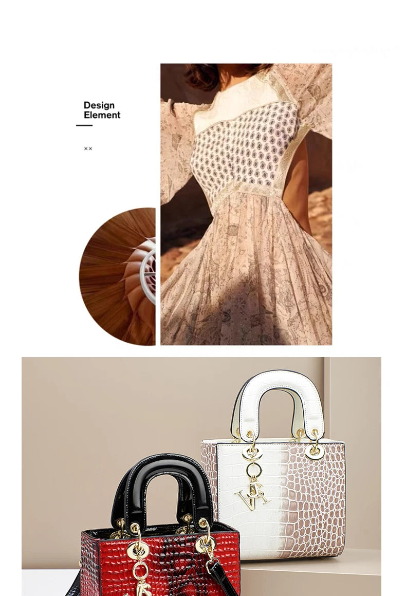 Fashion gradient high-grade alligator print women's handbag, texture all matching travel single shoulder crossbody bag