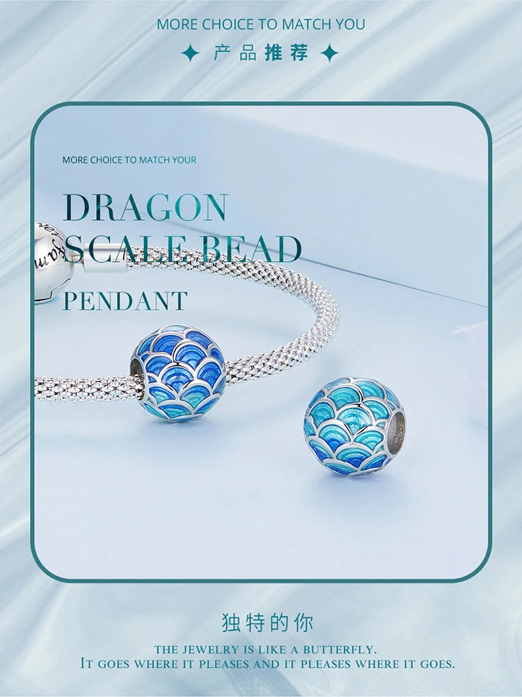 Bamoer  925 Sterling Silver Phoenix Pendant Dragon Charms Enamel Process Plated Platinuma Fit Women DIY Bracelet Fine Jewelry