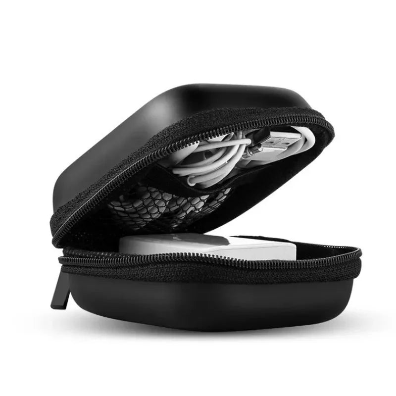 Black Hard Storage Bag Data Cable Earphones Keys Coins Jewelry Travel Portable Anti-collision Multifunctional Zipper Storage Bag