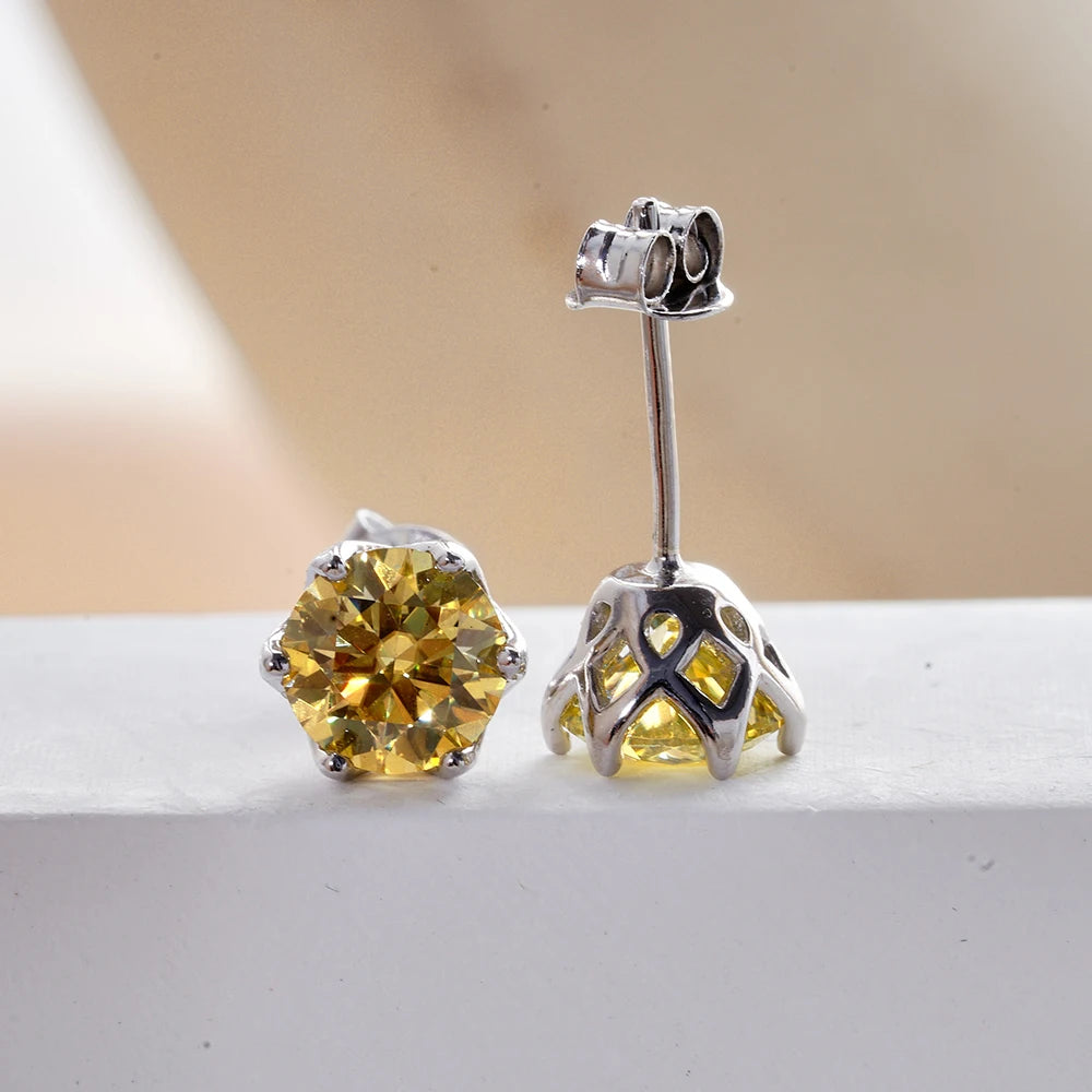 JoyceJelly 1/2/4CT VVS D Color Moissanite Russian Cut 8H8A Lab Diamond Stud Earrings For Women S925 Sterling Silver Fine Jewelry