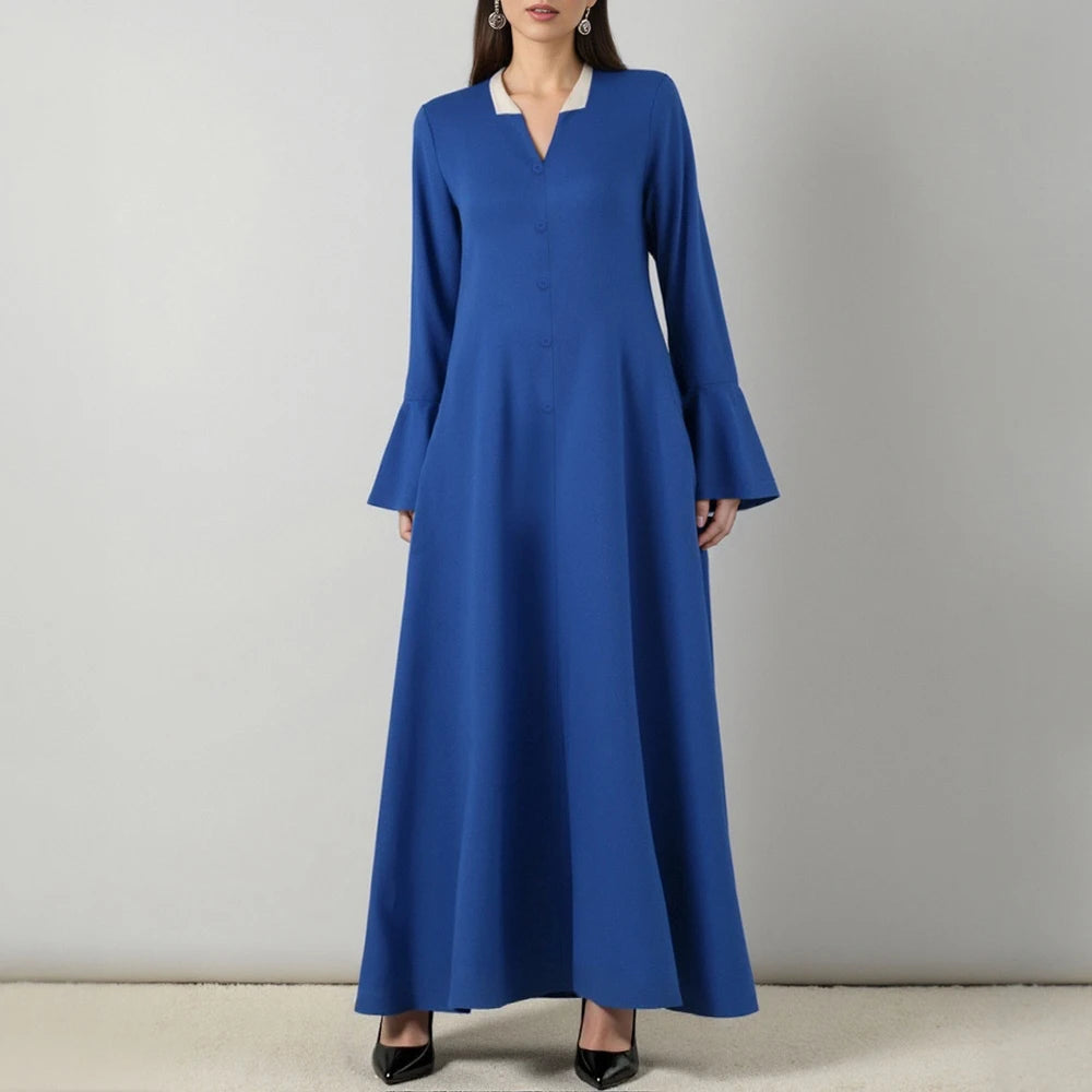 Rafiah Women's Dresses Summer Elegant Decent 2025 Long Sleeve Lapel Midi A Line Casual Long Dresses