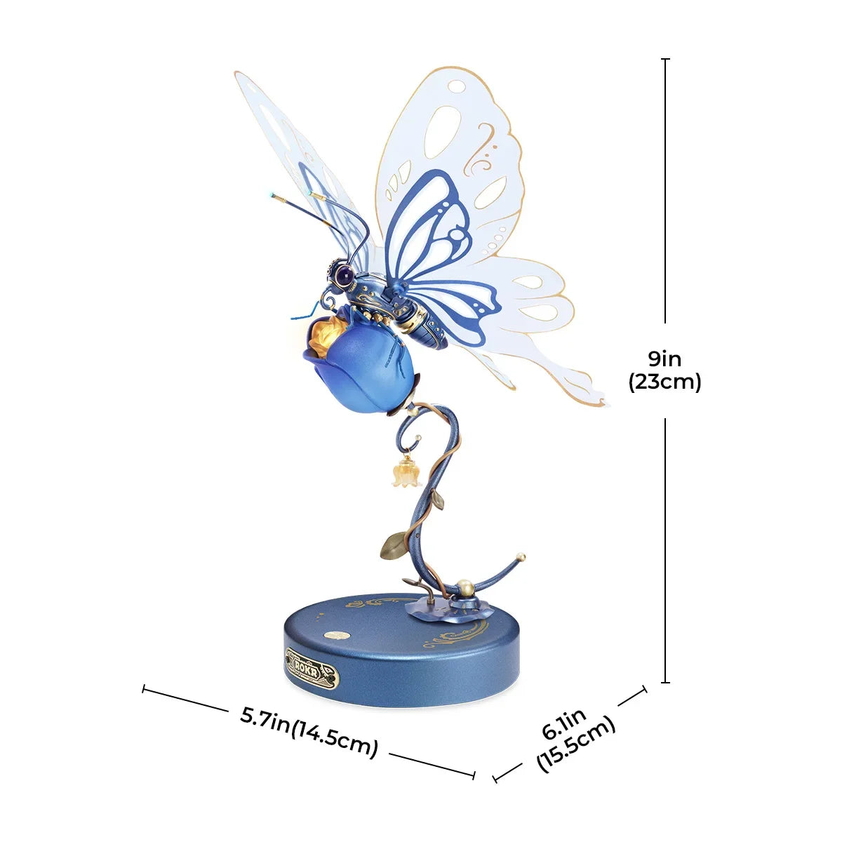 Robotime Rokr 3D Metal Puzzle Butterfly with LED Light of Industrial-style Building Block gift for Kids